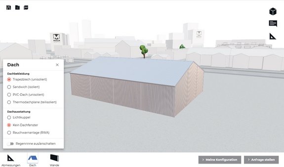 MUCH 3D Hallenkonfigurator - Schritt 3 Wandverkleidung