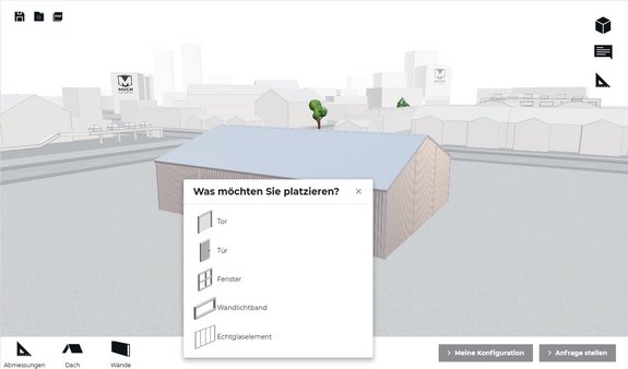MUCH 3D Hallenkonfigurator - Schritt 4 Ausstattung